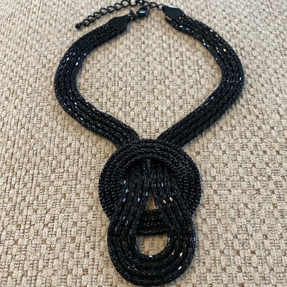 Express Black Knot Metallic Statement Necklace - image 3